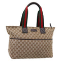 GUCCI GG Canvas Web Sherry Line Tote Bag Beige 155524 Auth 208012