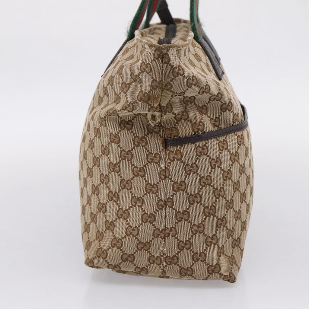 GUCCI GG Canvas Web Sherry Line Tote Bag Beige 155524 Auth 208012