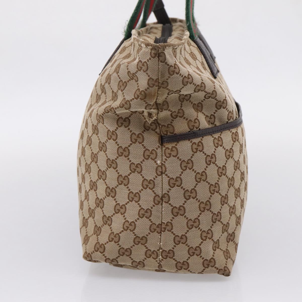 GUCCI GG Canvas Web Sherry Line Tote Bag Beige 155524 Auth 208012