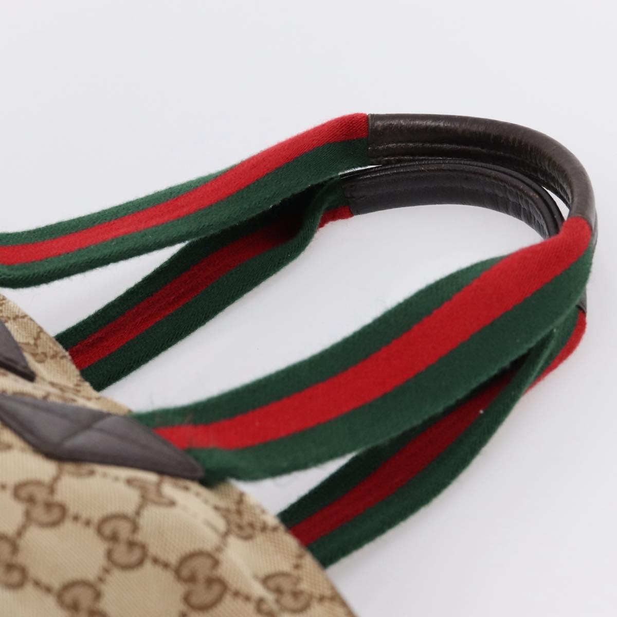 GUCCI GG Canvas Web Sherry Line Tote Bag Beige 155524 Auth 208012
