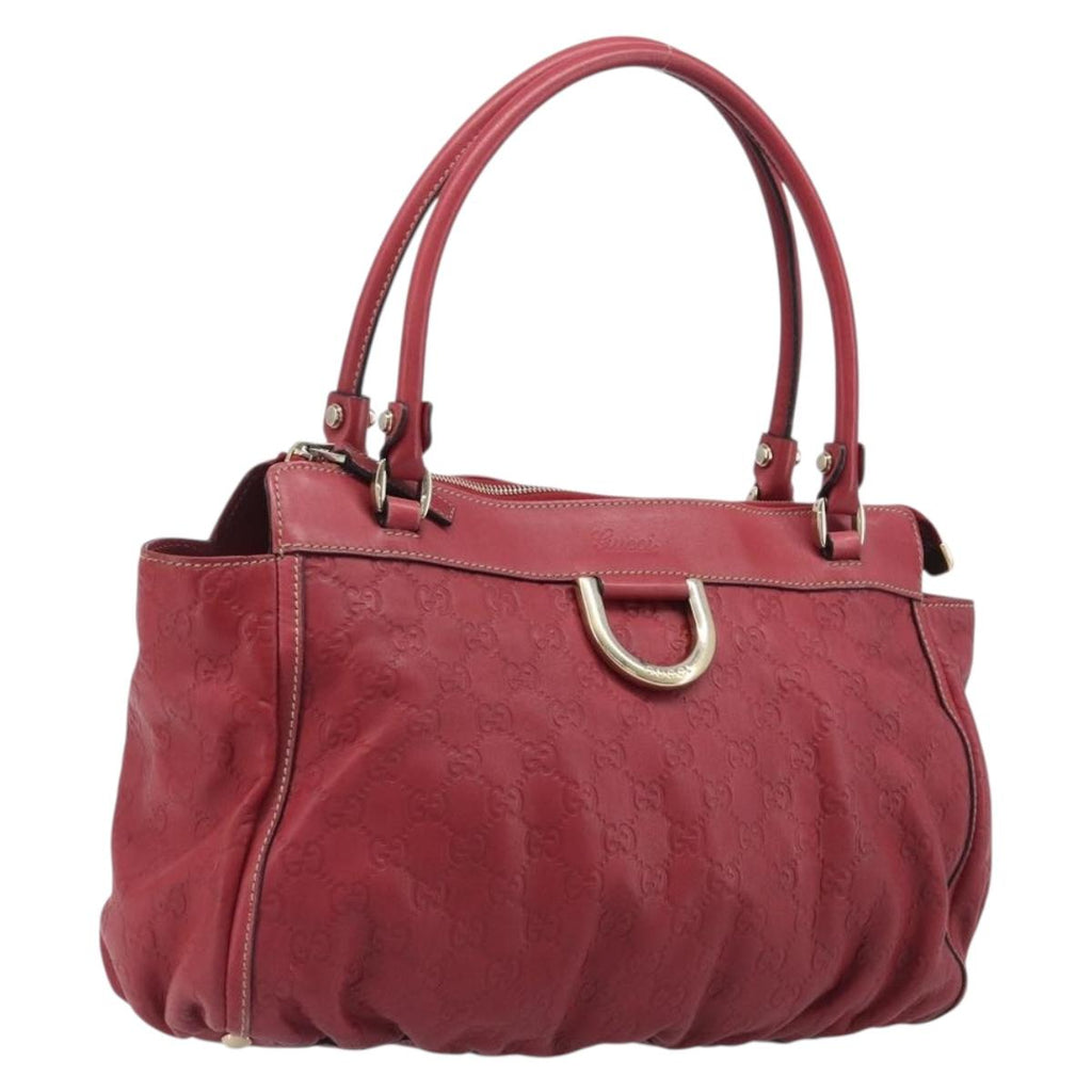 GUCCI GG Canvas Guccissima Abbey Hand Bag Leather Red Gold 189831 Auth 208023A