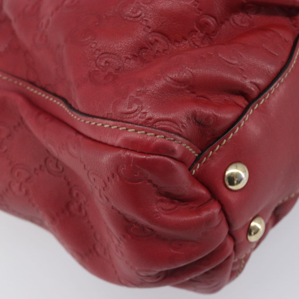 GUCCI GG Canvas Guccissima Abbey Hand Bag Leather Red Gold 189831 Auth 208023A