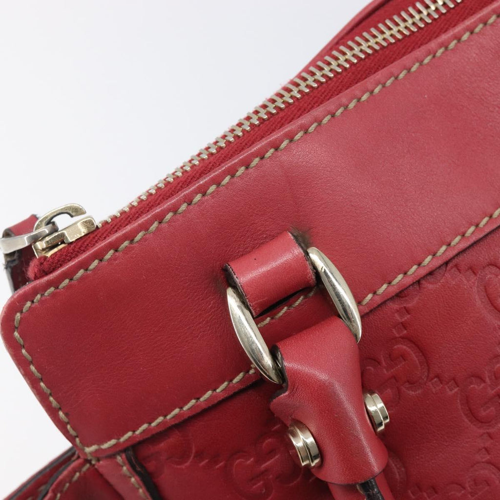 GUCCI GG Canvas Guccissima Abbey Hand Bag Leather Red Gold 189831 Auth 208023A