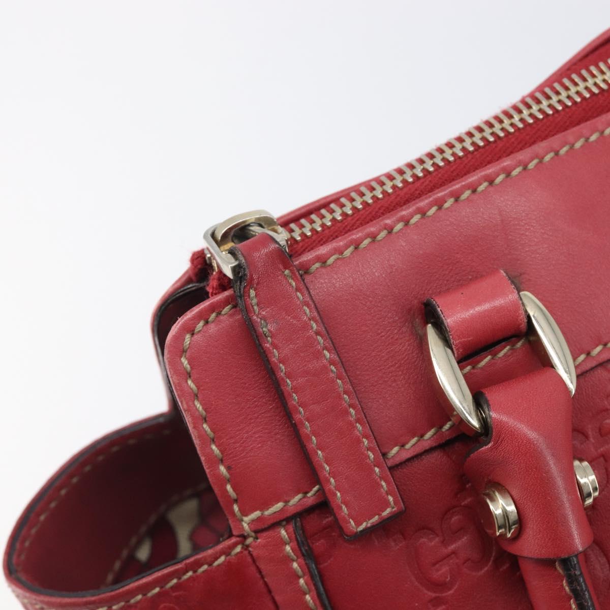 GUCCI GG Canvas Guccissima Abbey Hand Bag Leather Red Gold 189831 Auth 208023A