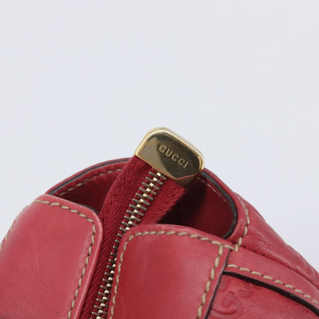GUCCI GG Canvas Guccissima Abbey Hand Bag Leather Red Gold 189831 Auth 208023A