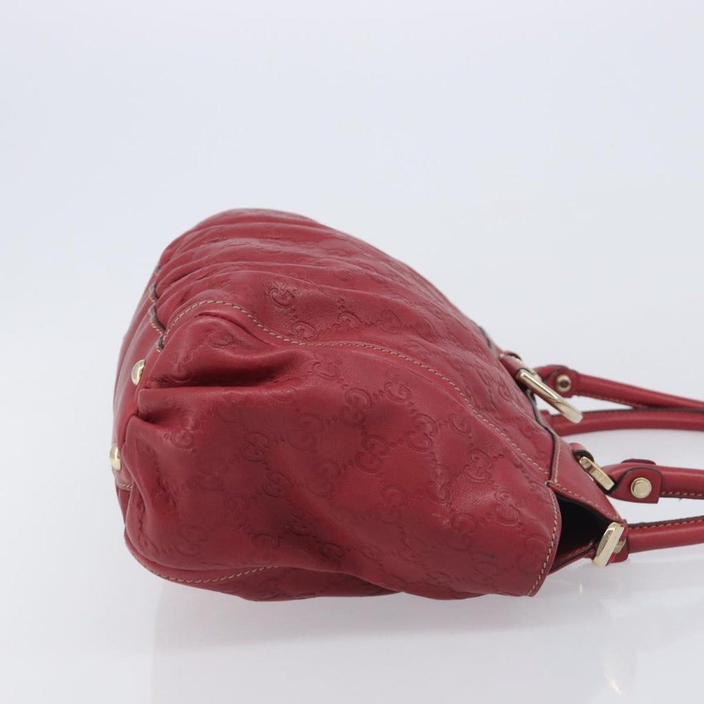 GUCCI GG Canvas Guccissima Abbey Hand Bag Leather Red Gold 189831 Auth 208023A