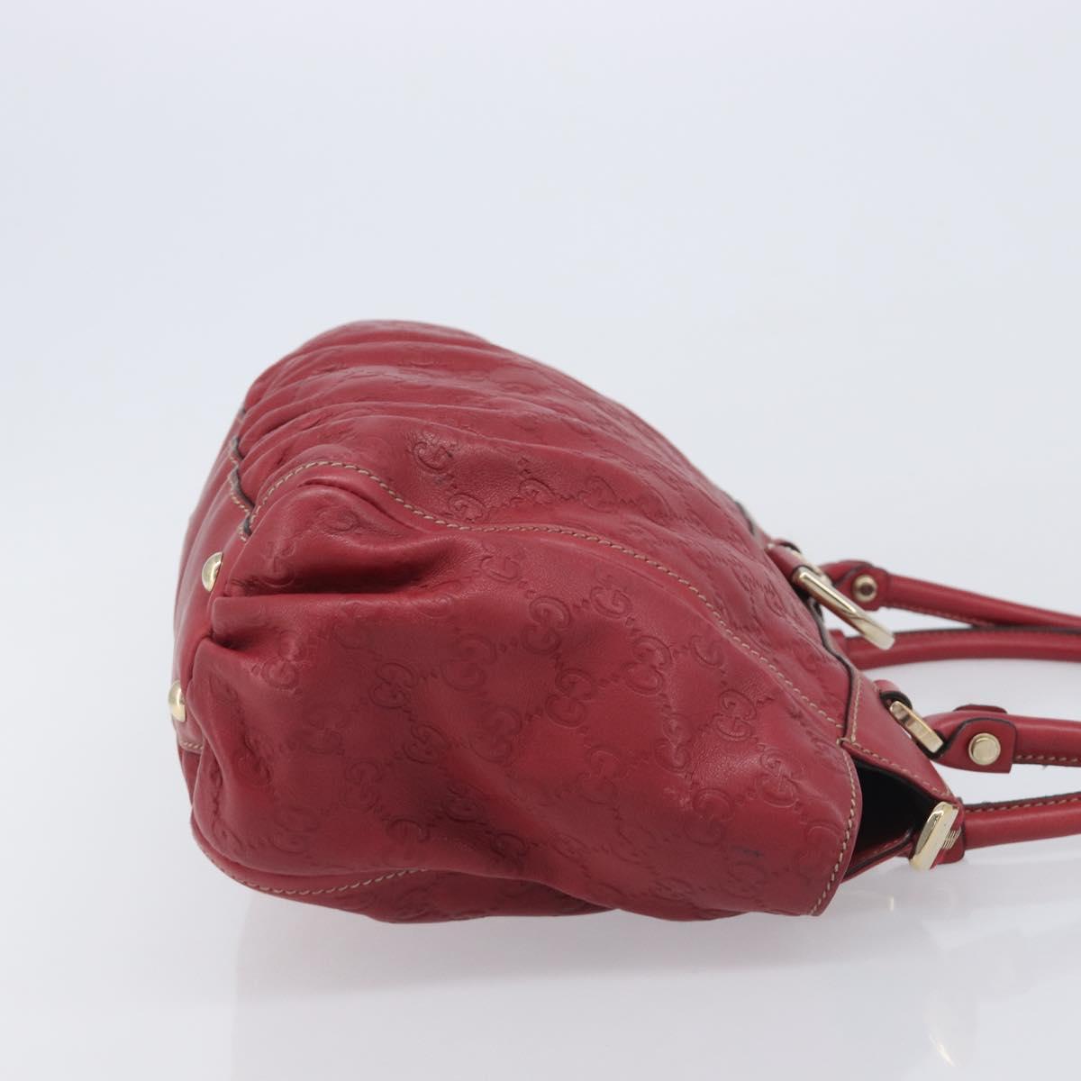 GUCCI GG Canvas Guccissima Abbey Hand Bag Leather Red Gold 189831 Auth 208023A