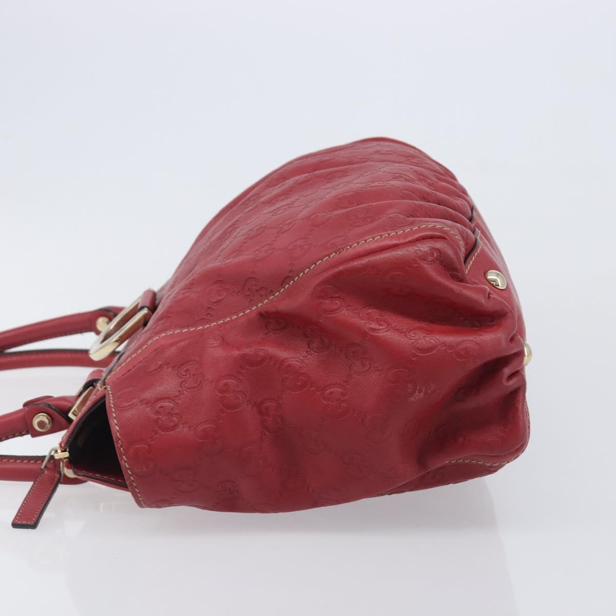 GUCCI GG Canvas Guccissima Abbey Hand Bag Leather Red Gold 189831 Auth 208023A
