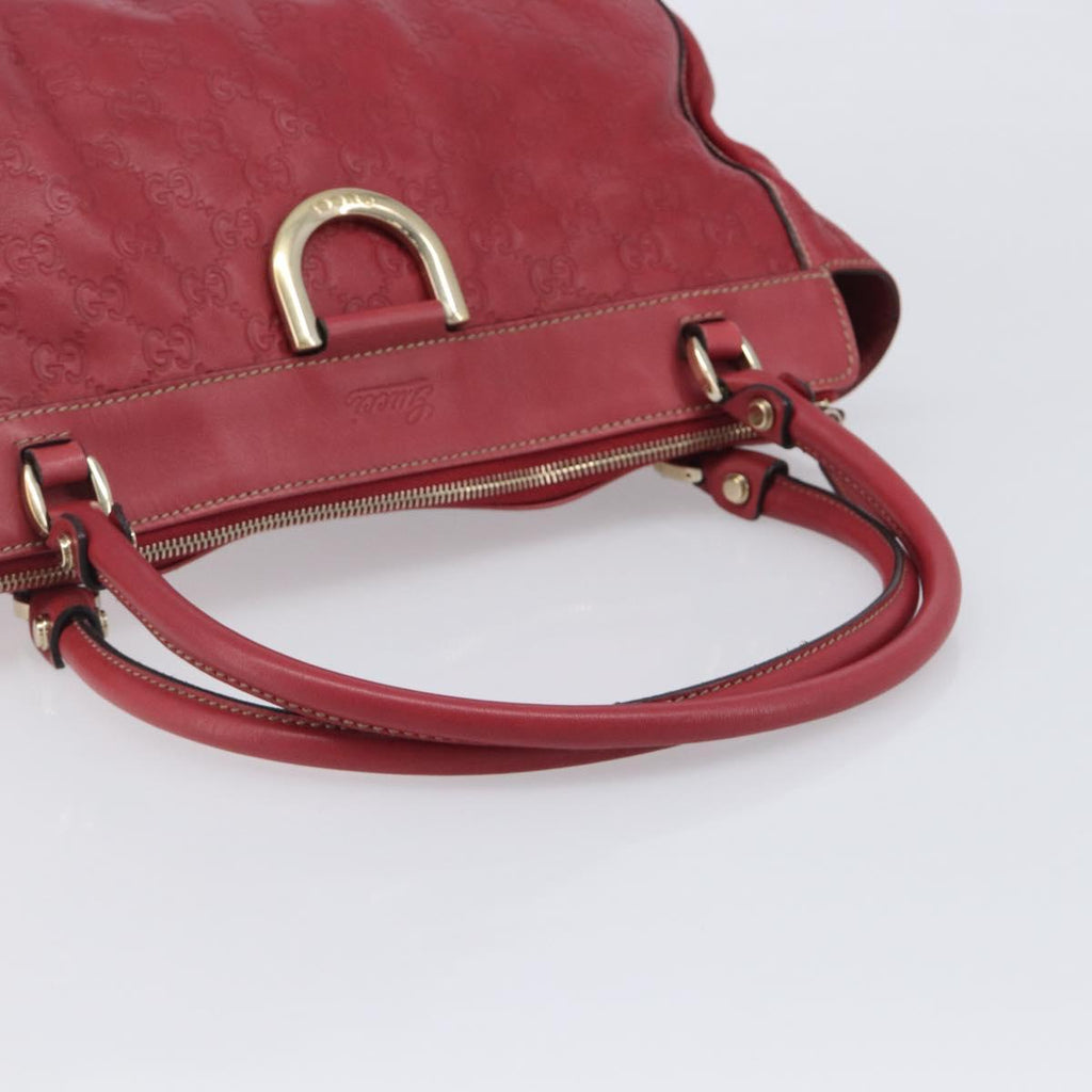 GUCCI GG Canvas Guccissima Abbey Hand Bag Leather Red Gold 189831 Auth 208023A