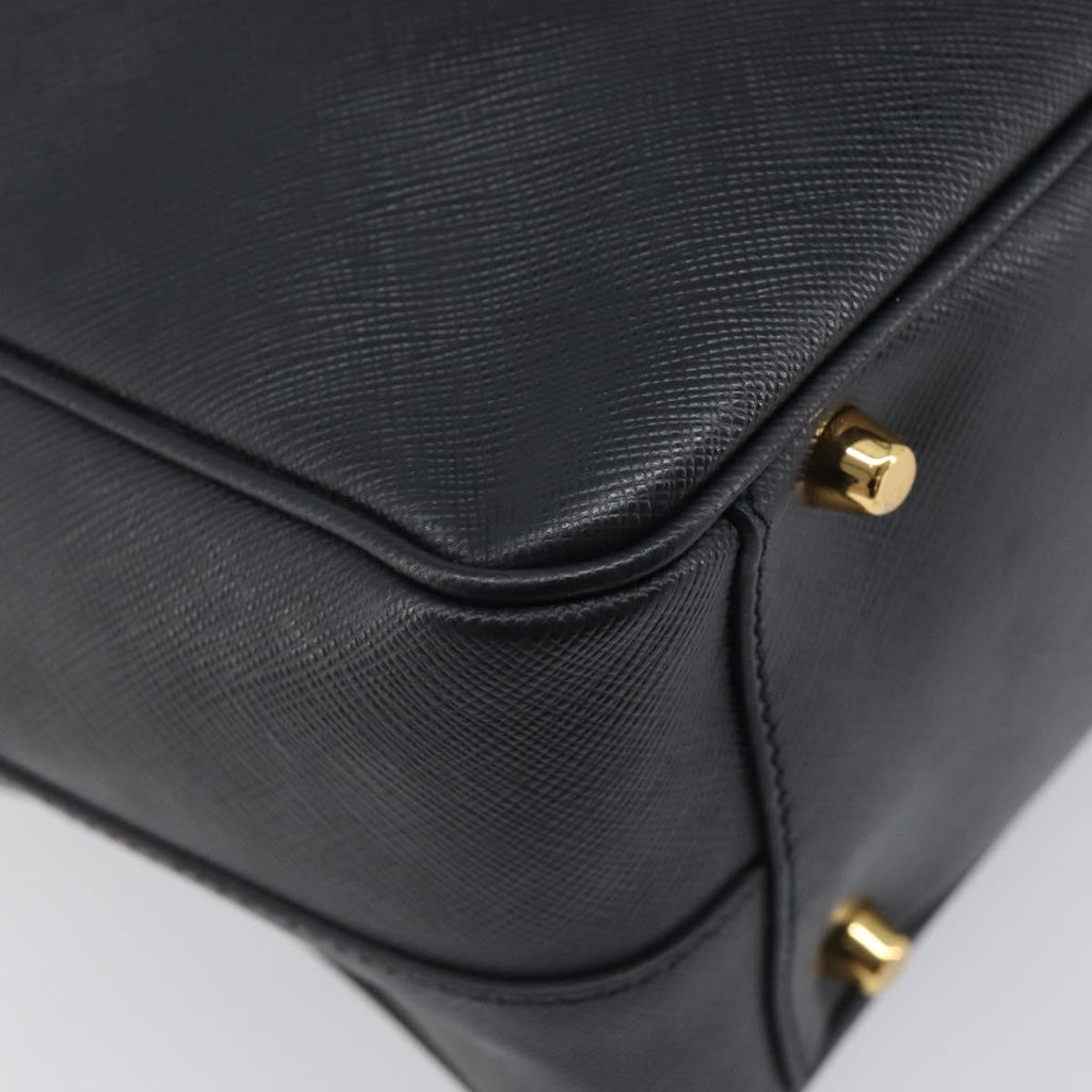 PRADA Hand Bag Saffiano leather Black Gold Auth 208042A