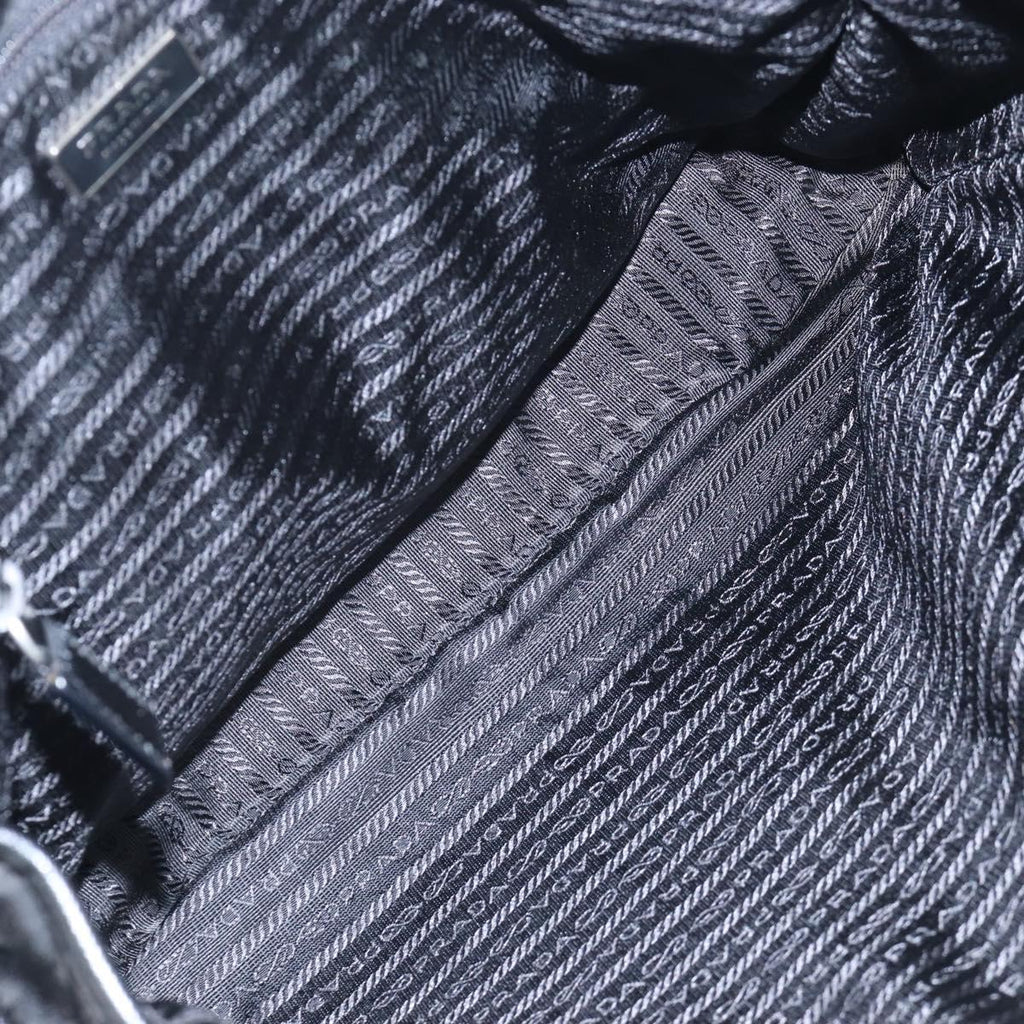 PRADA Shoulder Bag Nylon Black Silver Auth 208092V
