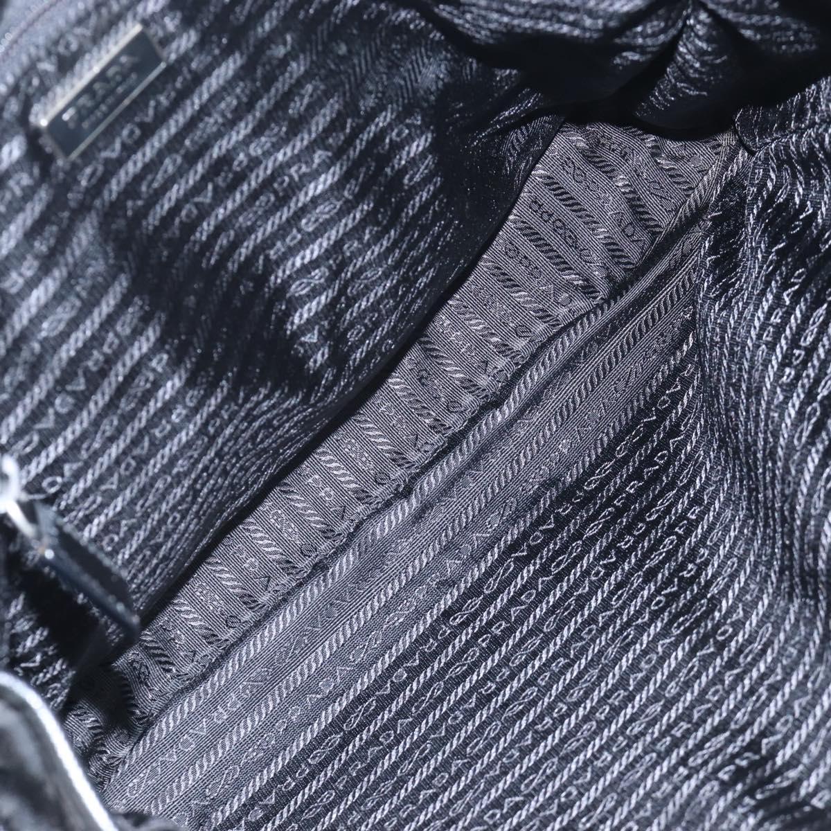PRADA Shoulder Bag Nylon Black Silver Auth 208092V