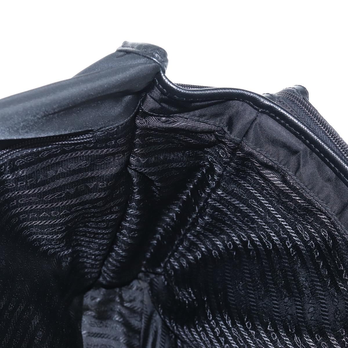 PRADA Shoulder Bag Nylon Black Silver Auth 208092V
