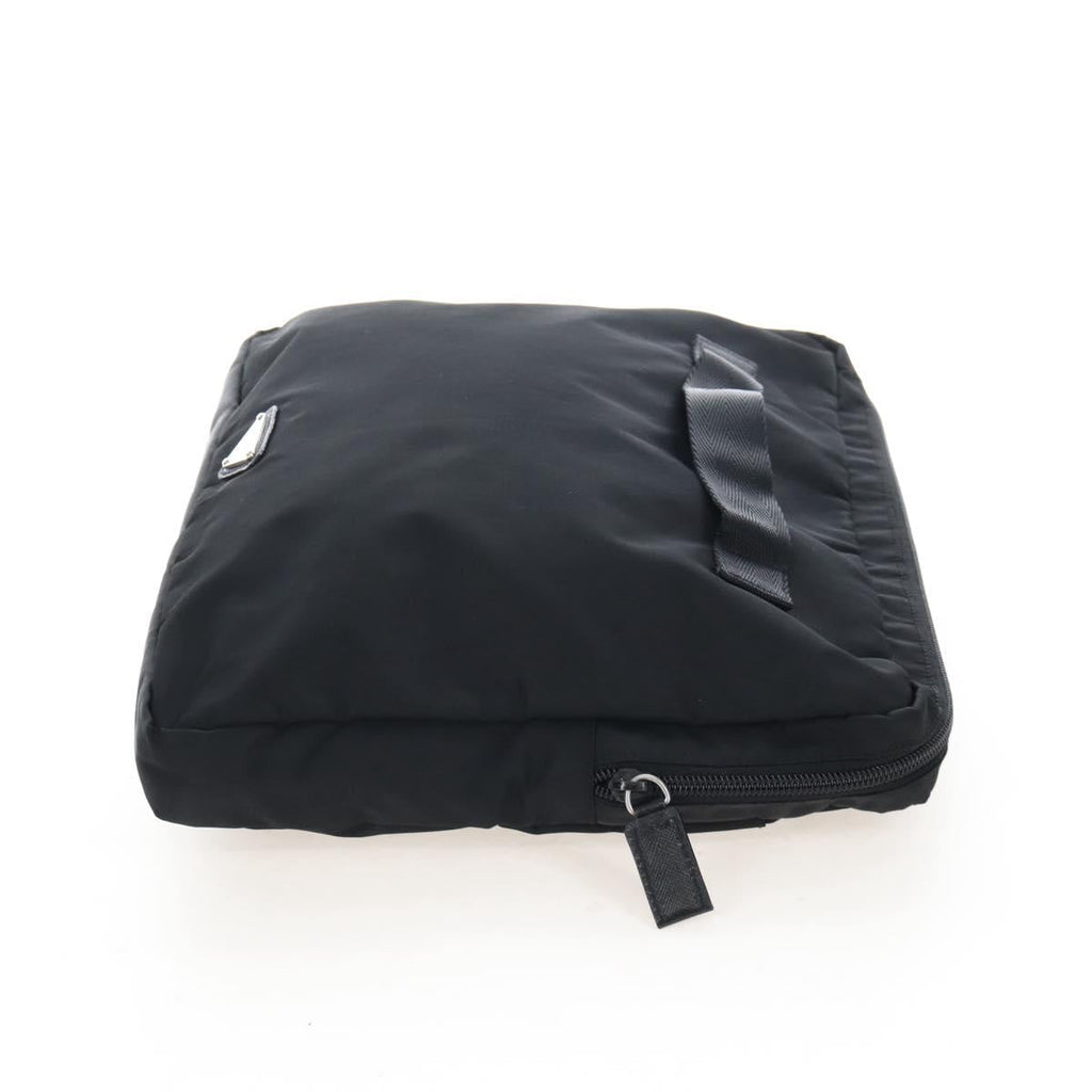 PRADA Shoulder Bag Nylon Black Silver Auth 208092V