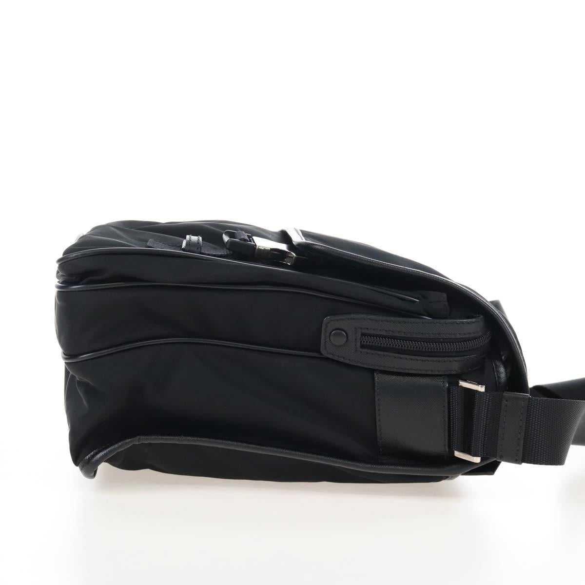 PRADA Shoulder Bag Nylon Black Silver Auth 208092V