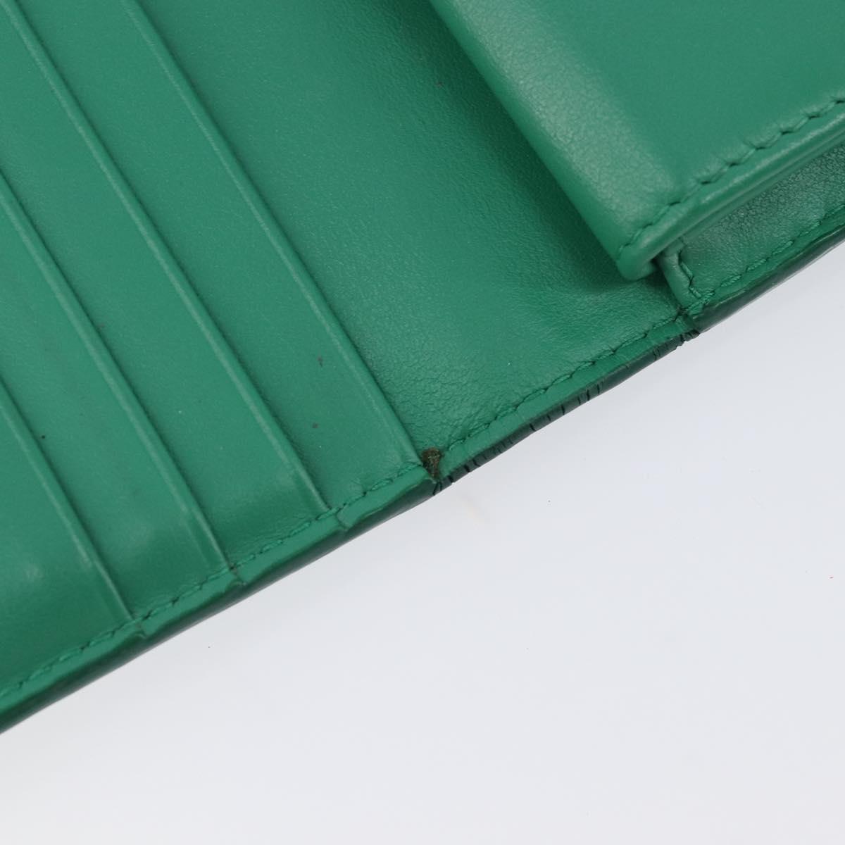PRADA Compact Wallet Saffiano leather Green Gold Tone Auth 208099V