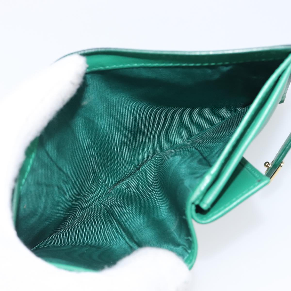PRADA Compact Wallet Saffiano leather Green Gold Tone Auth 208099V