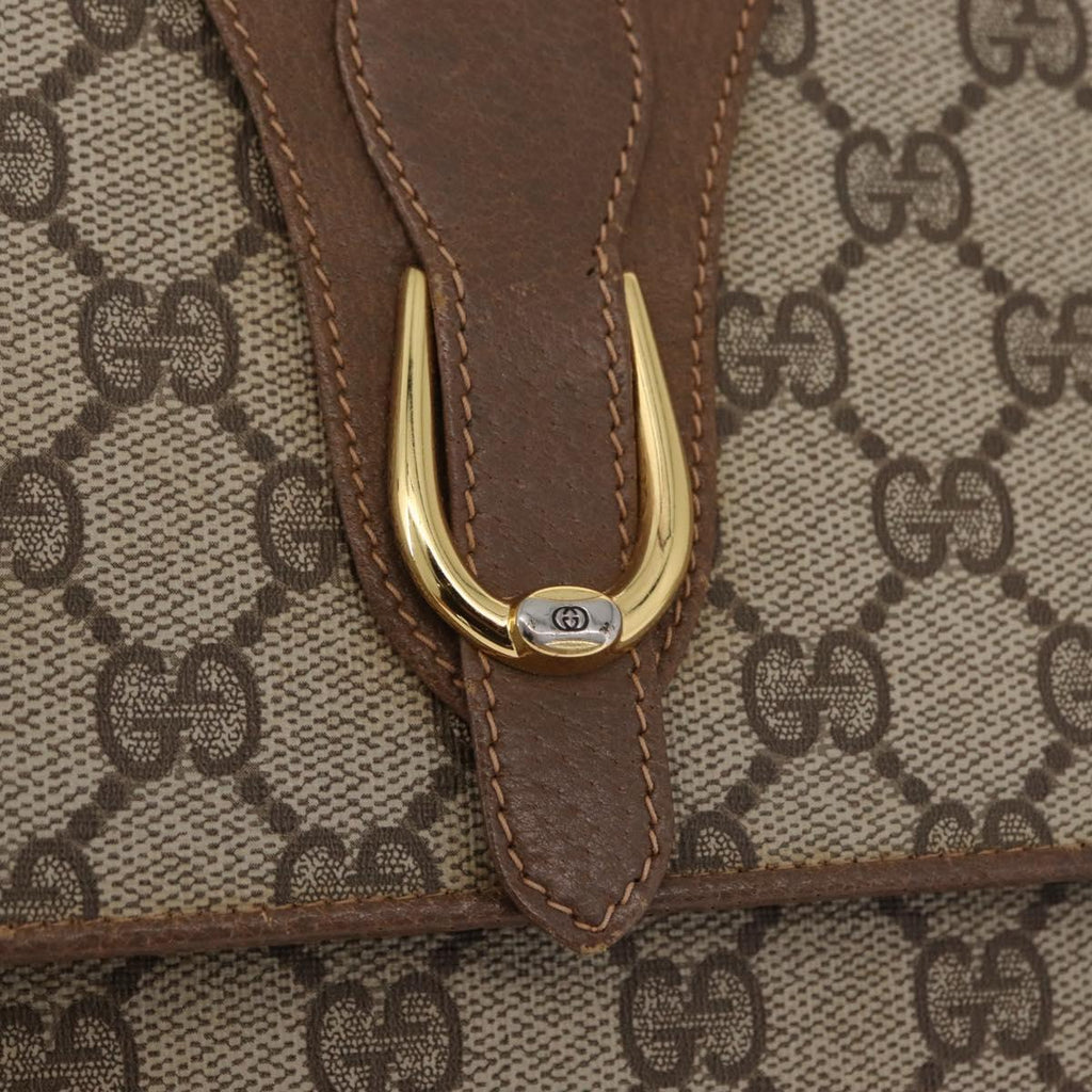 GUCCI GG Supreme Shoulder Bag PVC Beige Gold Tone 94 02 050 Auth 208106