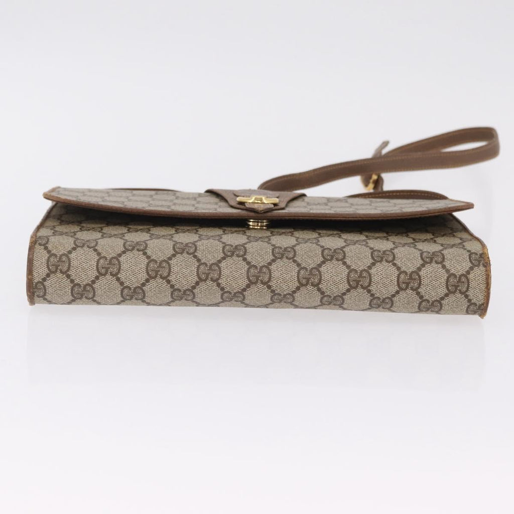 GUCCI GG Supreme Shoulder Bag PVC Beige Gold Tone 94 02 050 Auth 208106