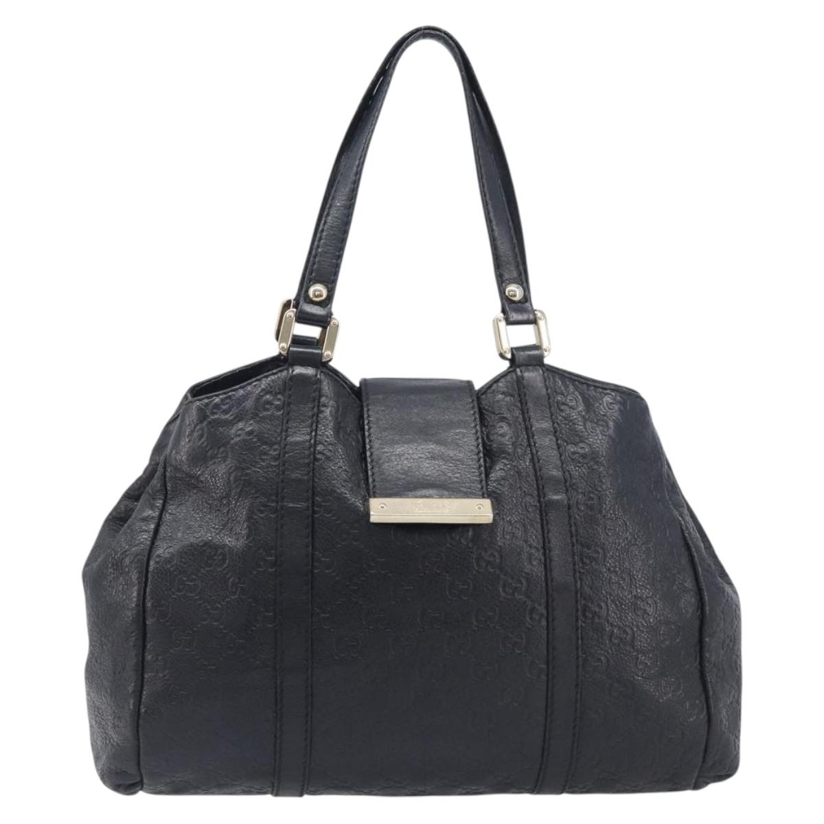 GUCCI GuccissimaGG Hand Bag Leather Black Gold Tone 211935 Auth 208118V