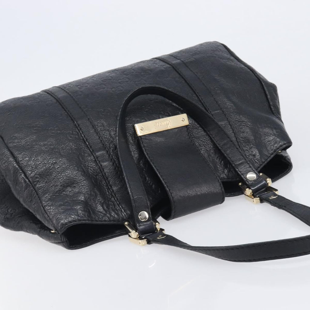 GUCCI GuccissimaGG Hand Bag Leather Black Gold Tone 211935 Auth 208118V