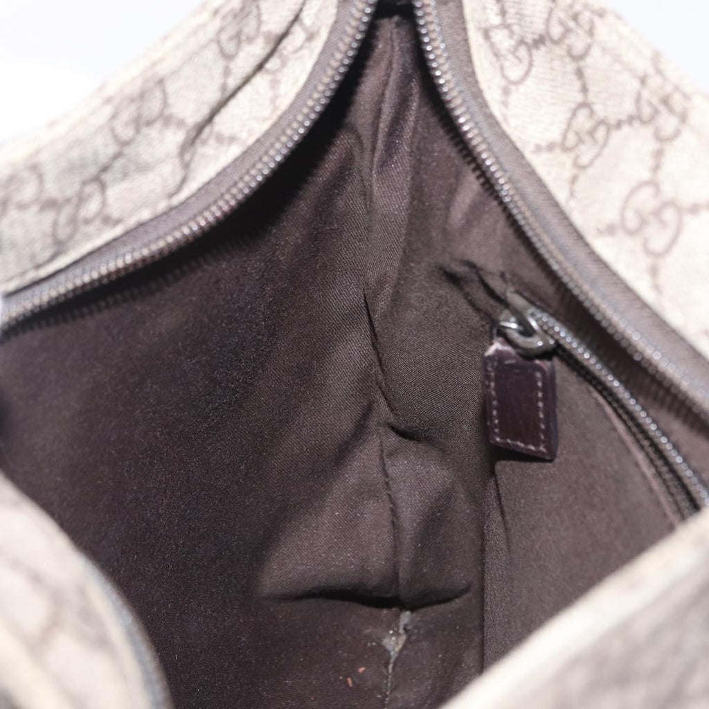 GUCCI GG Supreme Shoulder Bag PVC Beige Silver 141626 Auth 208159