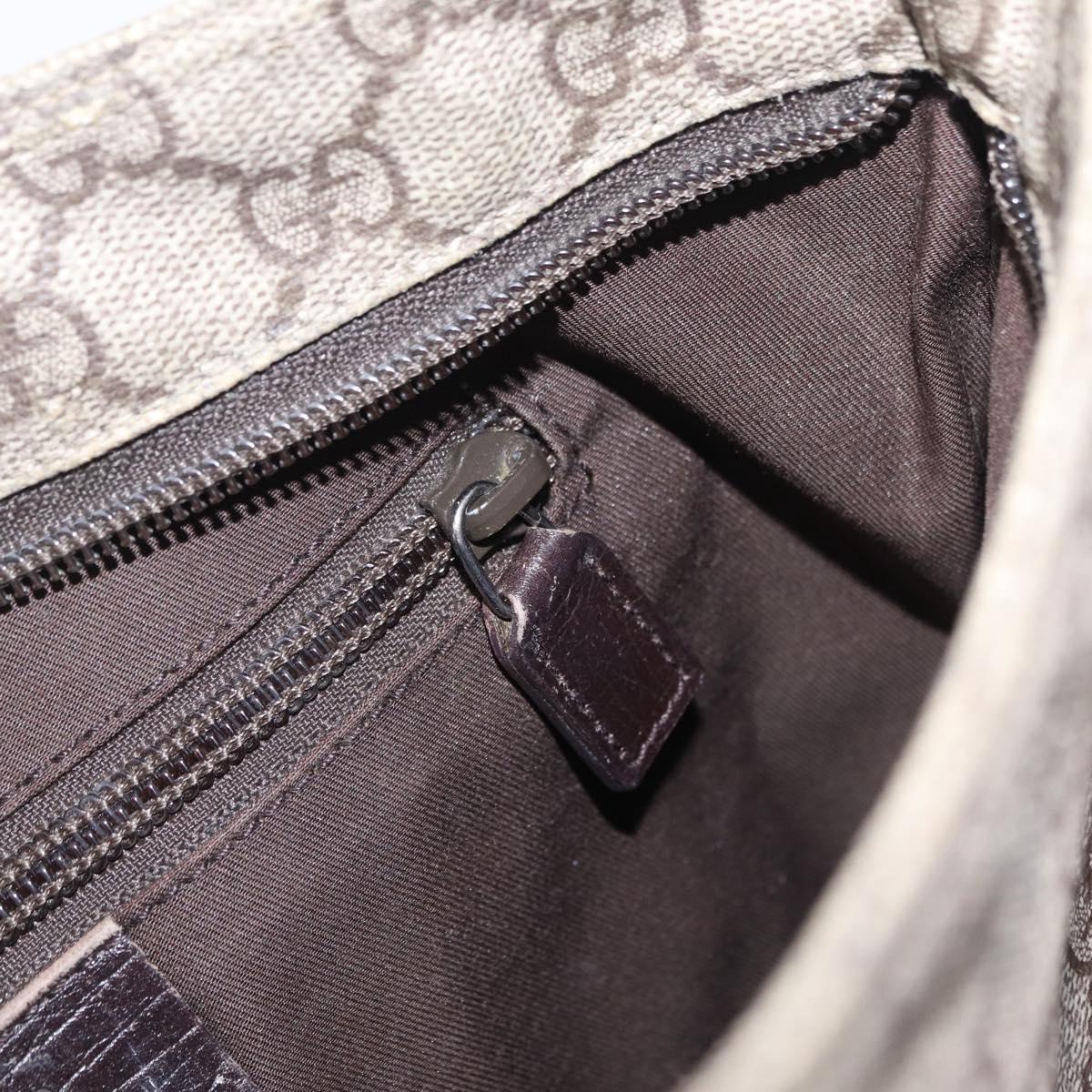 GUCCI GG Supreme Shoulder Bag PVC Beige Silver 141626 Auth 208159