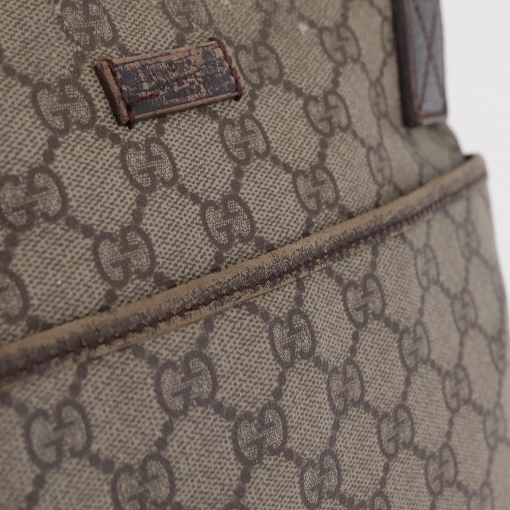 GUCCI GG Supreme Shoulder Bag PVC Beige Silver 141626 Auth 208159