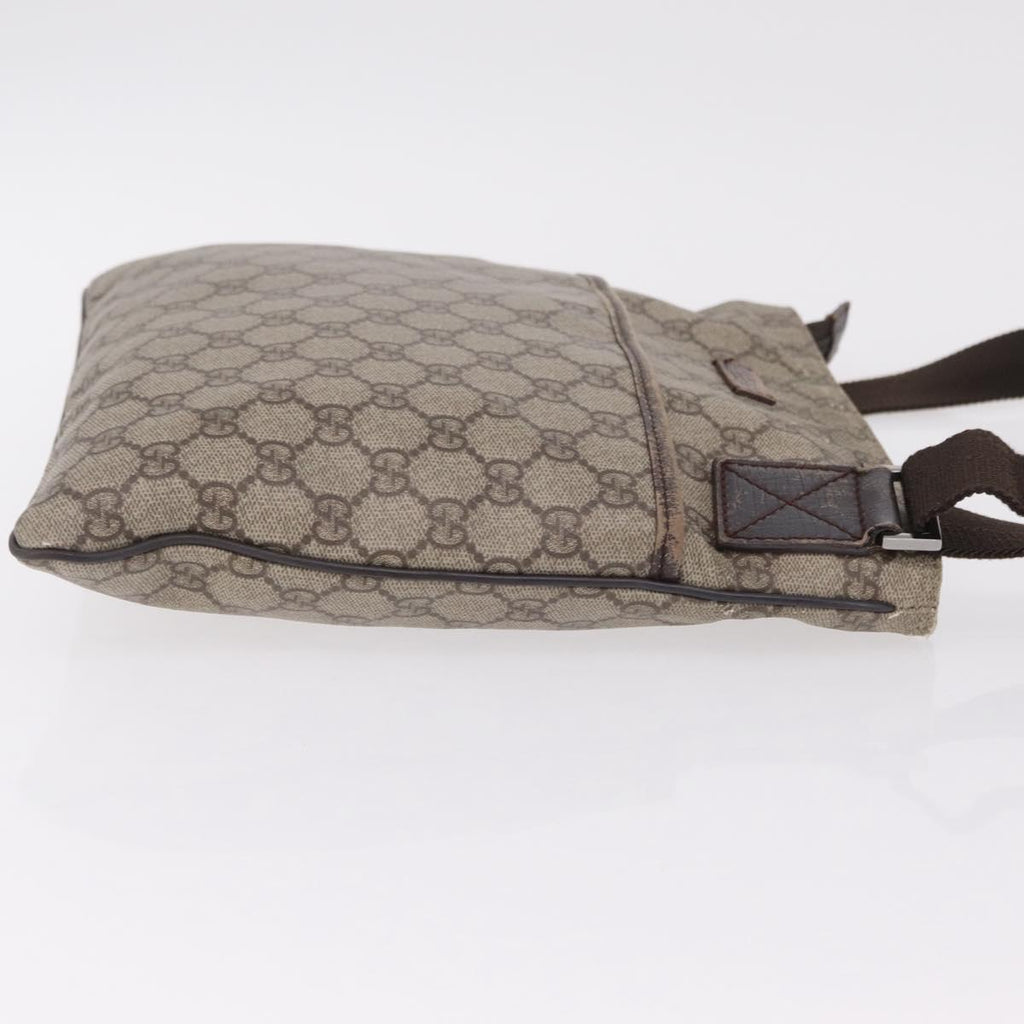 GUCCI GG Supreme Shoulder Bag PVC Beige Silver 141626 Auth 208159