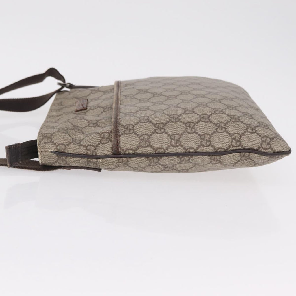 GUCCI GG Supreme Shoulder Bag PVC Beige Silver 141626 Auth 208159