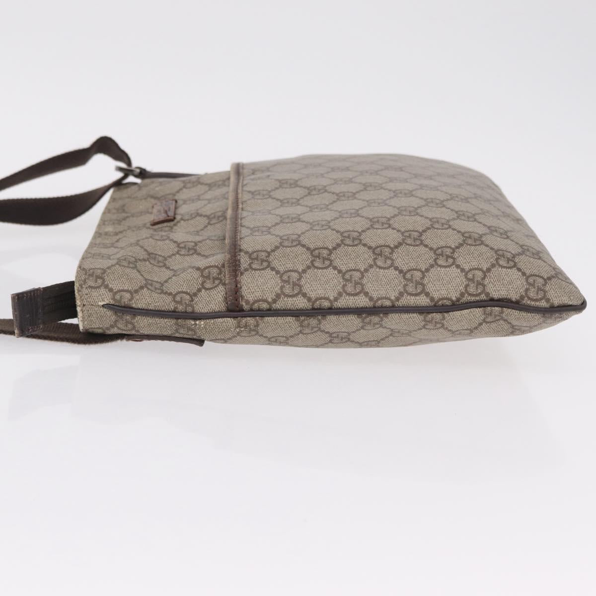 GUCCI GG Supreme Shoulder Bag PVC Beige Silver 141626 Auth 208159