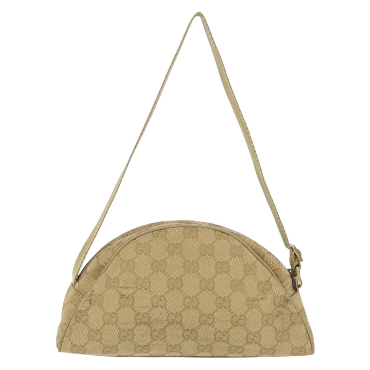 GUCCI GG Canvas Shoulder Bag Beige Gold 90781 Auth 208203