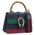 GUCCI Dionysos Bamboo Sherry Line Bag Leather 2way Navy 448075 Auth 208278M
