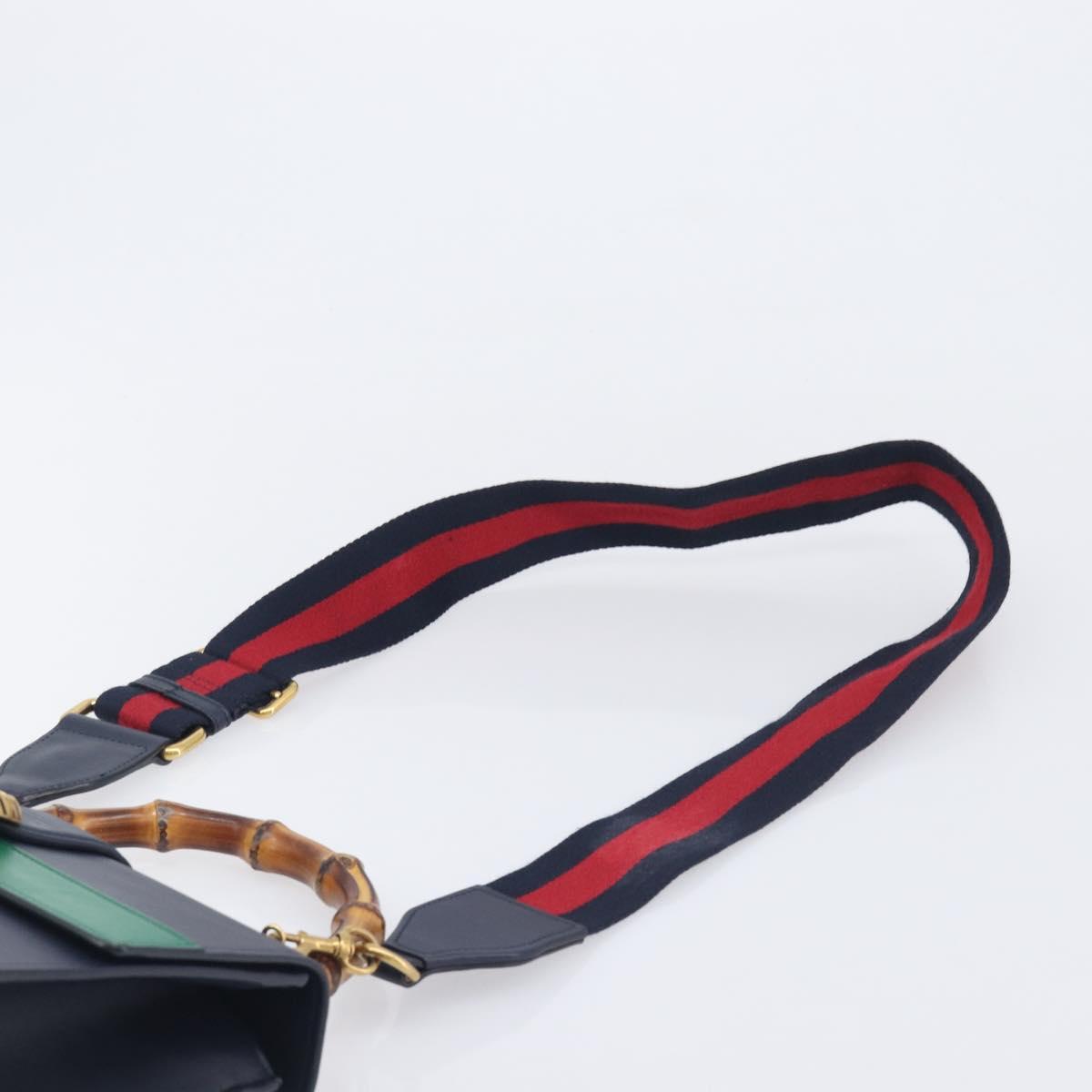 GUCCI Dionysos Bamboo Sherry Line Bag Leather 2way Navy 448075 Auth 208278M