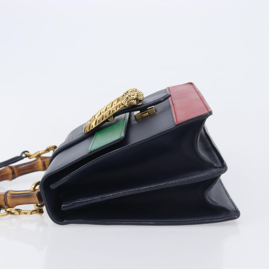 GUCCI Dionysos Bamboo Sherry Line Bag Leather 2way Navy 448075 Auth 208278M