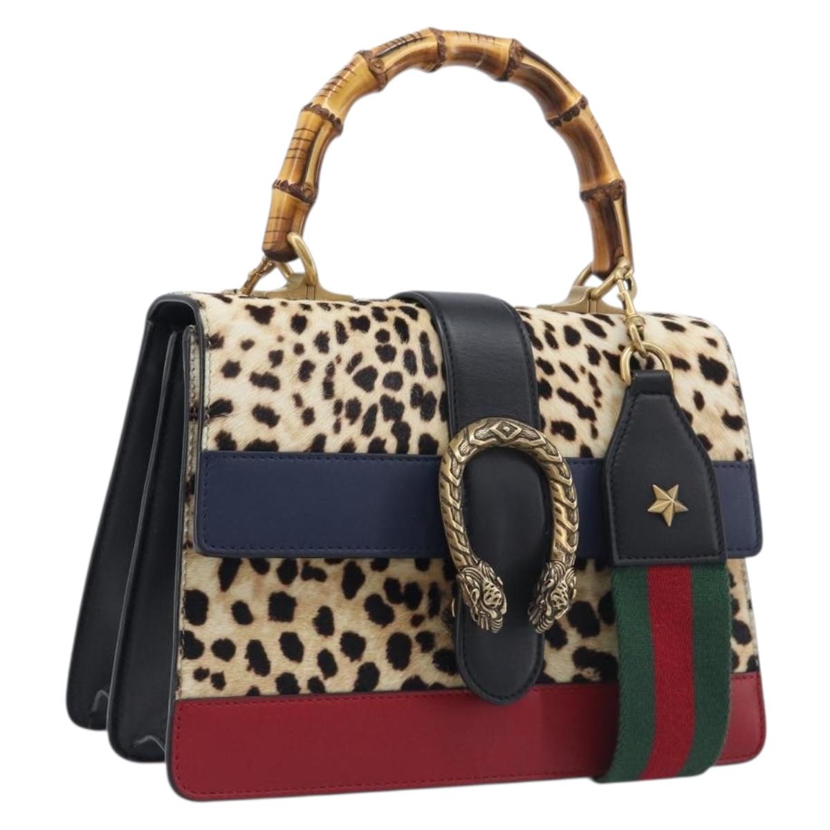 GUCCI Dionysos Bamboo Web Sherry Line Bag Harako leather 448075 Auth 208293M
