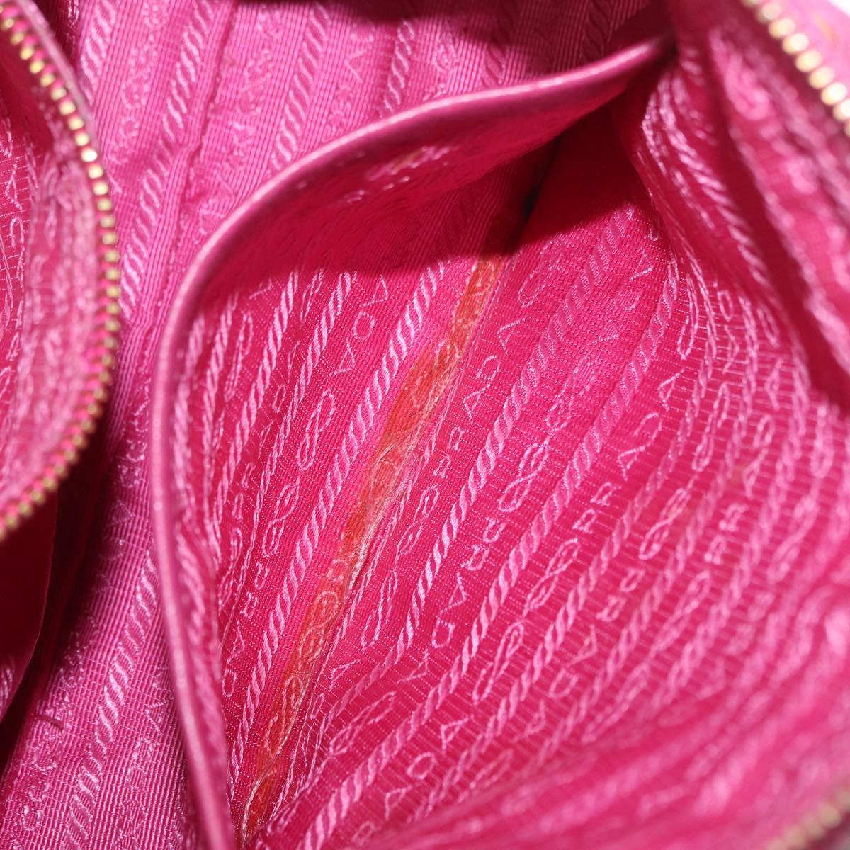 PRADA Chain Shoulder Bag Nylon Pink Gold Auth 208300A