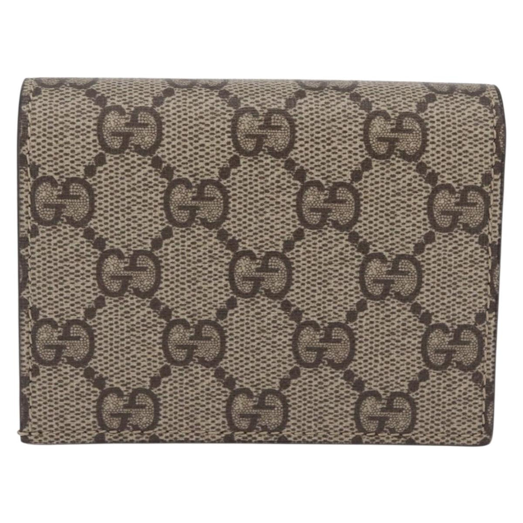 GUCCI GG Supreme Compact Bifold Wallet PVC BNF Beige Yellow 701009 Auth 208338M