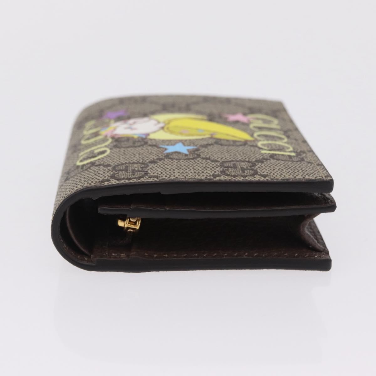 GUCCI GG Supreme Compact Bifold Wallet PVC BNF Beige Yellow 701009 Auth 208338M