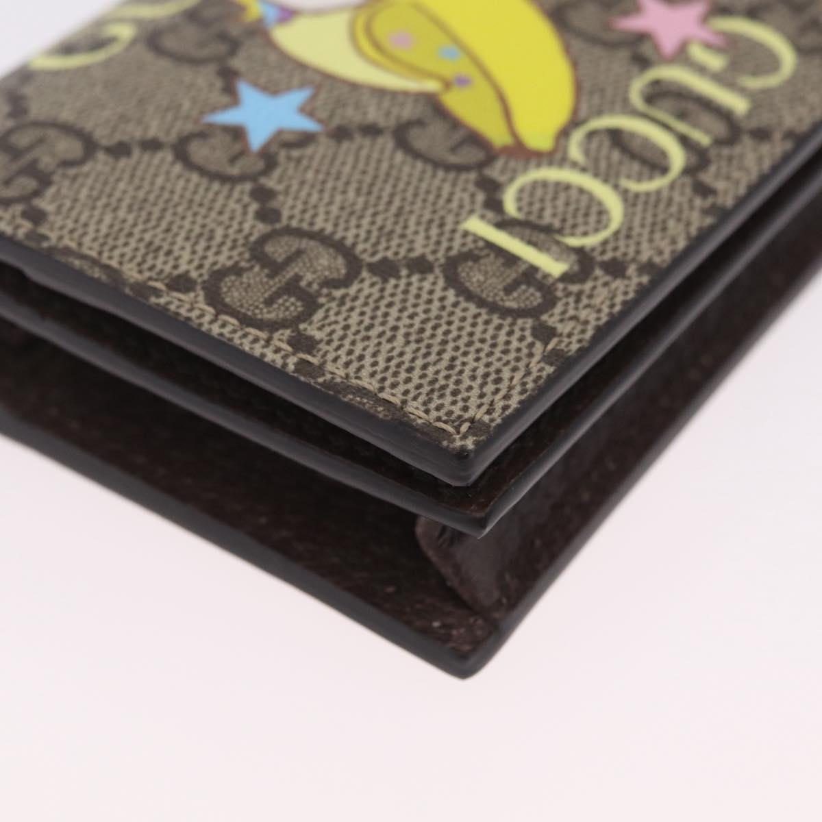 GUCCI GG Supreme Compact Bifold Wallet PVC BNF Beige Yellow 701009 Auth 208338M