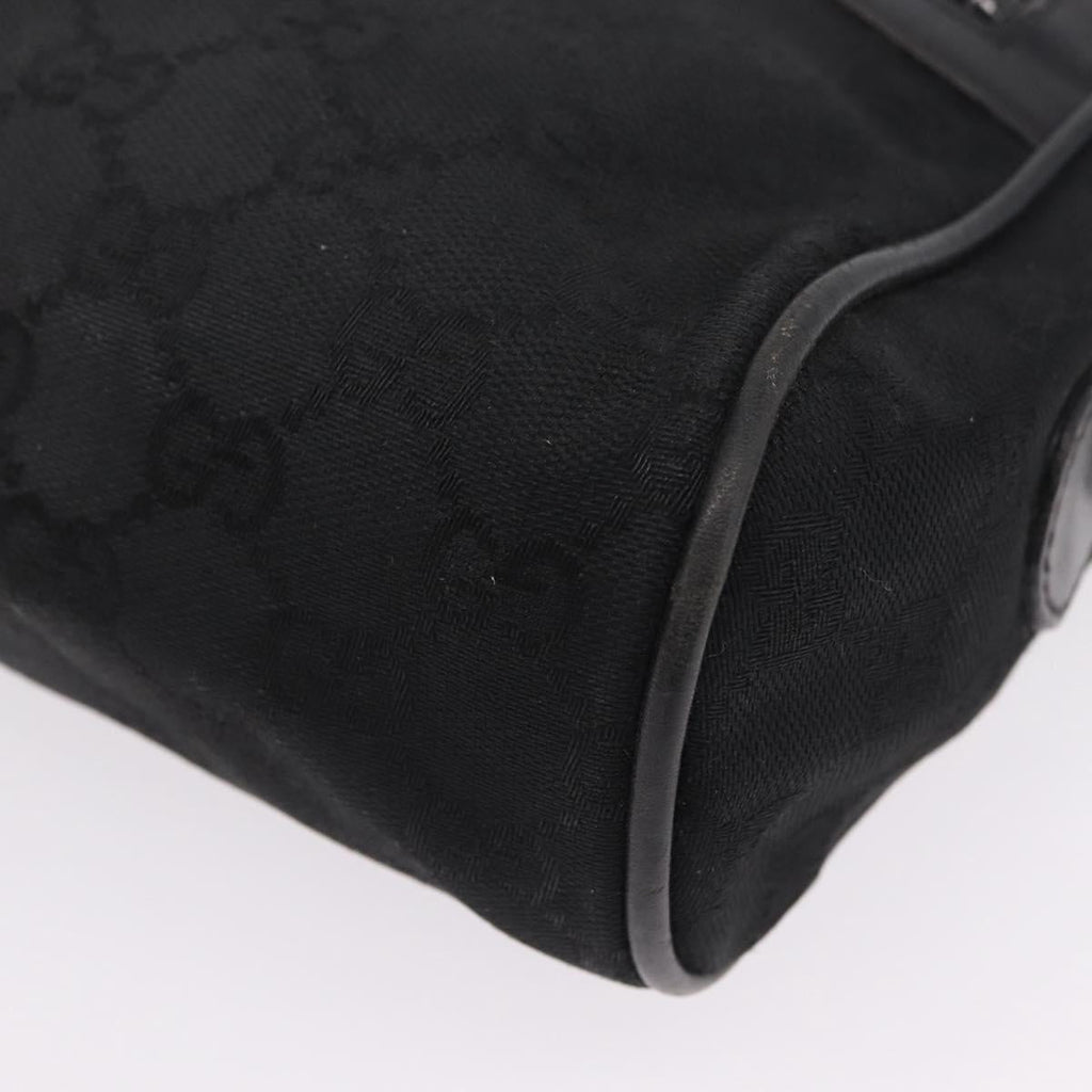 GUCCI GG Canvas Web Sherry Line Shoulder Bag Black Gold Auth 208373