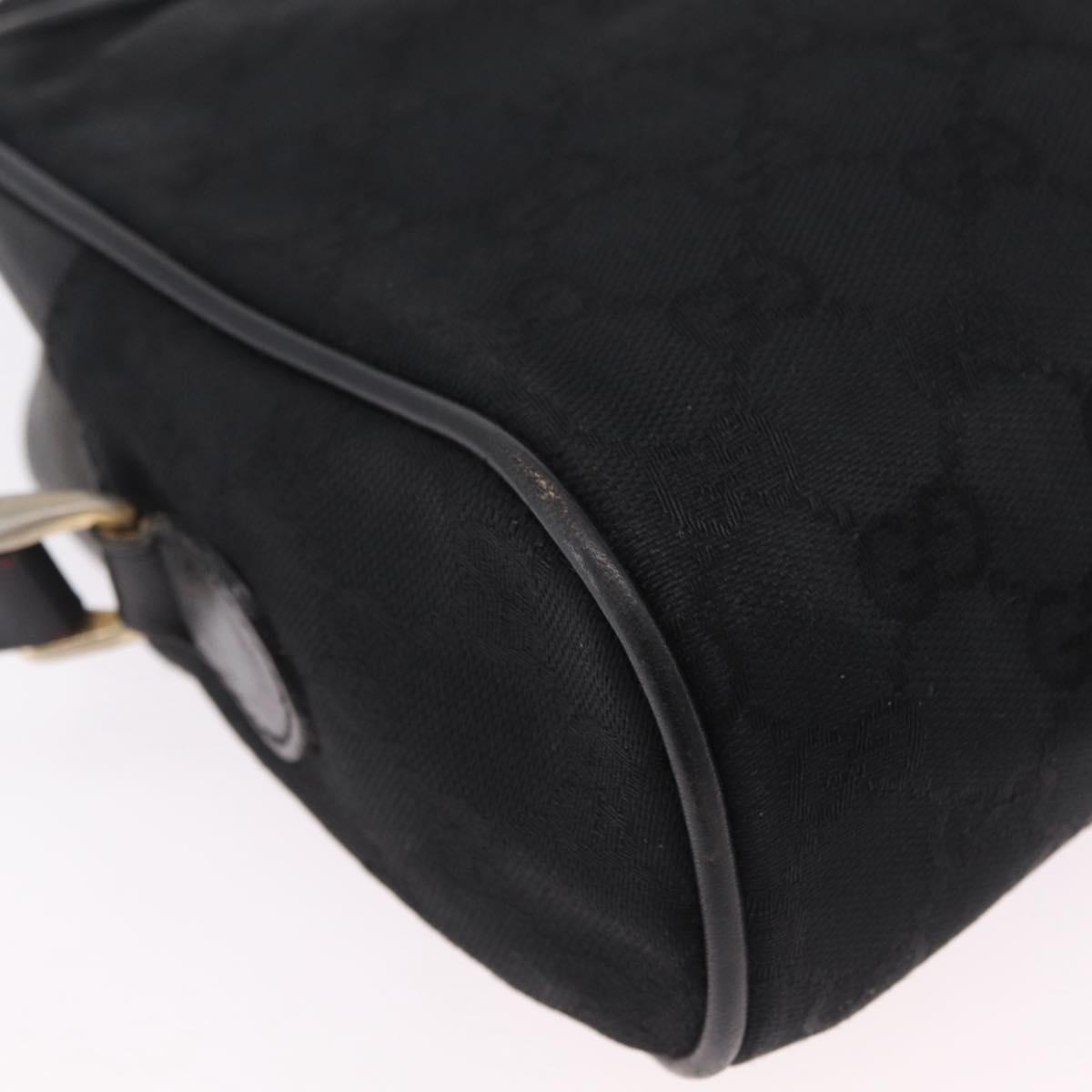 GUCCI GG Canvas Web Sherry Line Shoulder Bag Black Gold Auth 208373