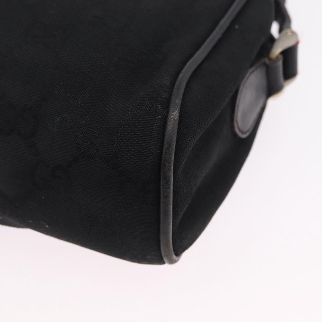 GUCCI GG Canvas Web Sherry Line Shoulder Bag Black Gold Auth 208373