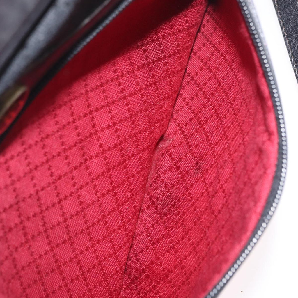 GUCCI GG Canvas Web Sherry Line Shoulder Bag Black Gold Auth 208373