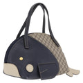 GUCCI Micro Supreme Mini Hand Bag PVC Navy Gold 284720 Auth 208379