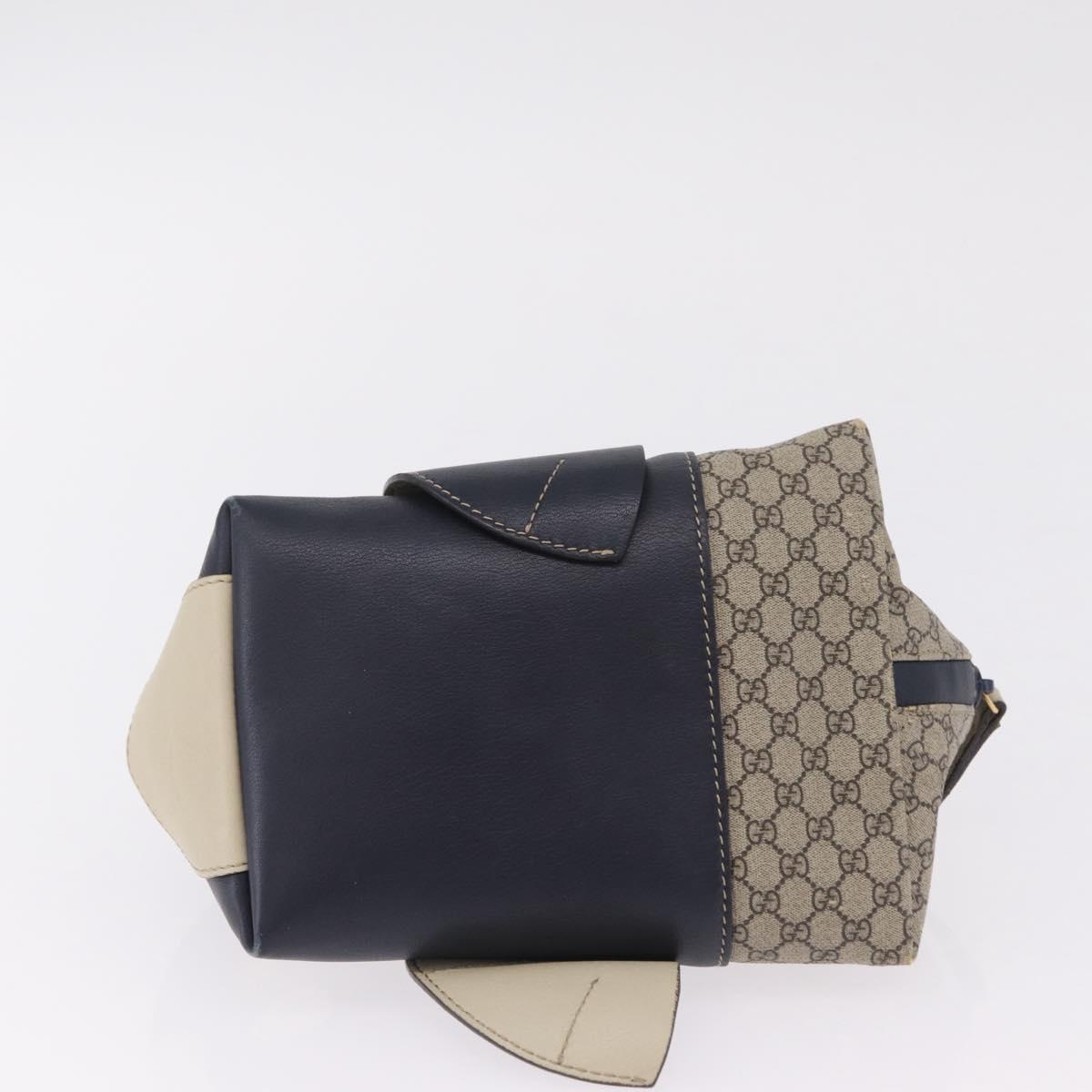 GUCCI Micro Supreme Mini Hand Bag PVC Navy Gold 284720 Auth 208379