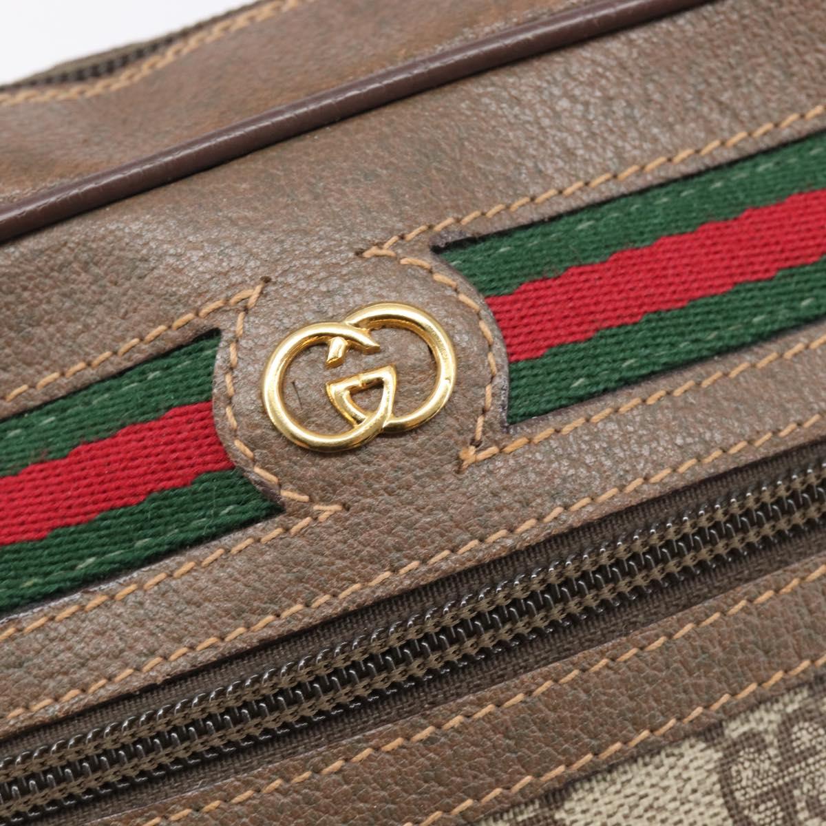 GUCCI GG Supreme Web Sherry Line Shoulder Bag PVC 001 115 6655 Auth 208543A