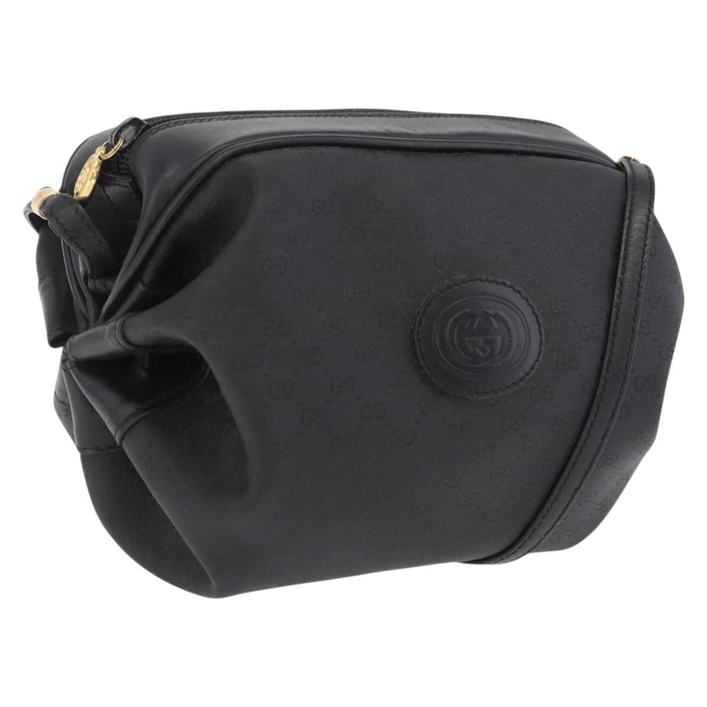 GUCCI Micro GG Shoulder Bag PVC Black Gold Tone 007 115 0086 Auth 208622