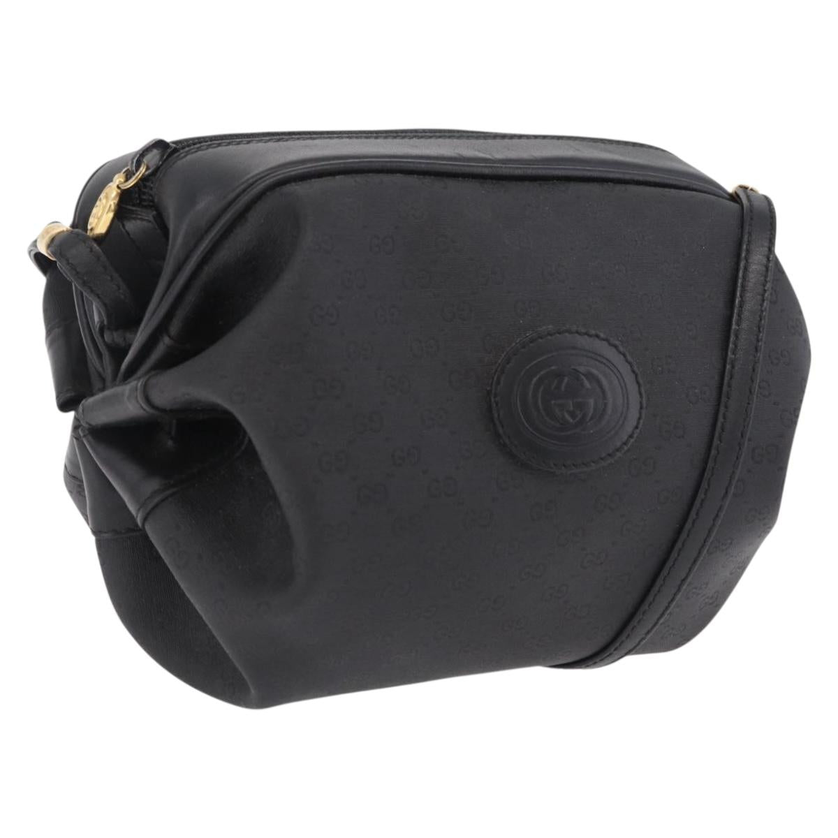 GUCCI Micro GG Shoulder Bag PVC Black Gold Tone 007 115 0086 Auth 208622
