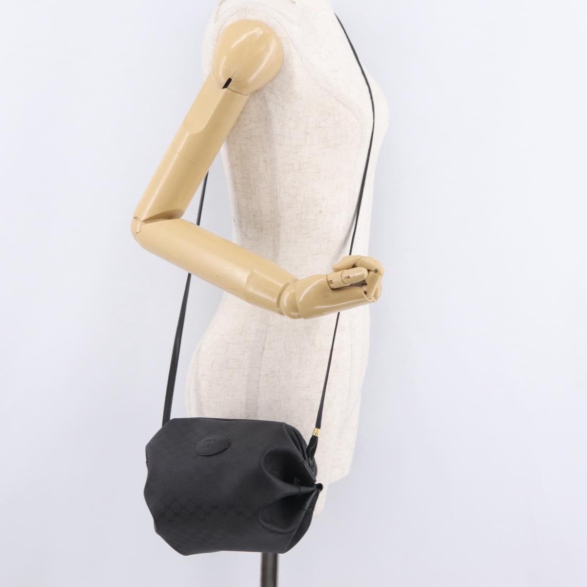 GUCCI Micro GG Shoulder Bag PVC Black Gold Tone 007 115 0086 Auth 208622